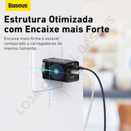 Imagem de Carregador Baseus Turbo Gan5 Pro 65w  Cabo 1 Metro compatível com notebooks