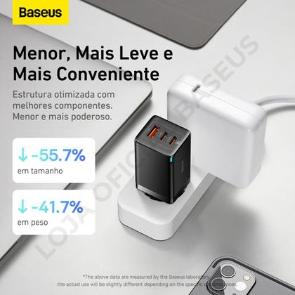 Imagem de Carregador Baseus Turbo Gan5 Pro 65w  Cabo 1 Metro compatível com notebooks