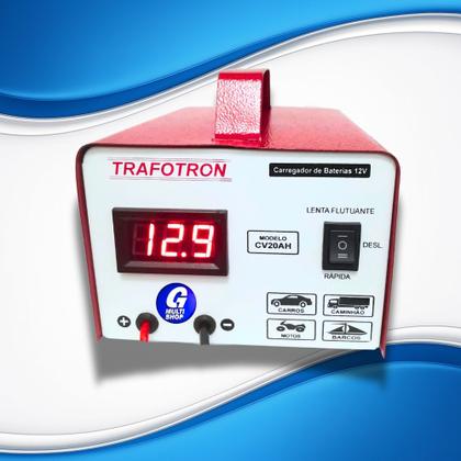 Imagem de Carregador Bateria 12v Cv20 Flutuante Carro 20ah Bivolt Voltimetro Digital