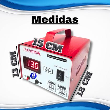 Imagem de Carregador Bateria 12v Cv20 Flutuante Carro 20ah Bivolt Voltimetro Digital