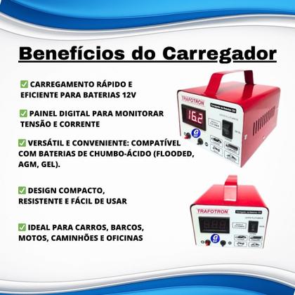 Imagem de Carregador Bateria Automotiva 12v 10ah Flutuante Cv10 Carro Moto Flutuante