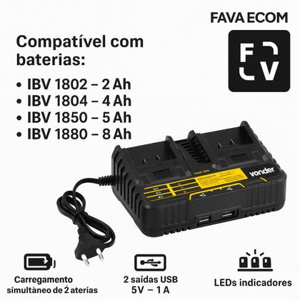 Imagem de Carregador Bateria Duplo Convencional 18V Para Linha Intercambiável VONDER ICBV1841 - 6004184100