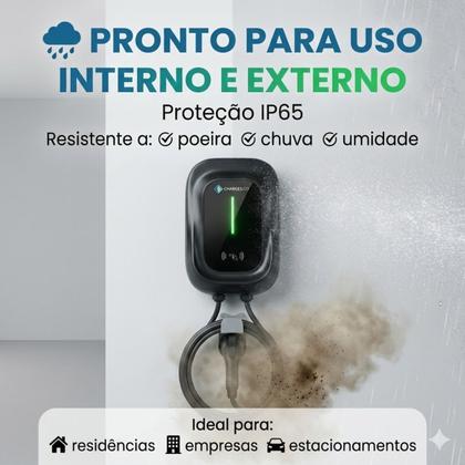 Imagem de Carregador Carro Elétrico Wallbox 7,4Kw 32a Tipo 2 220V Ev Estação Carregamento Rápido Preto Com Tela Lcd 4,3 Pol BYD Gwm Dolphin