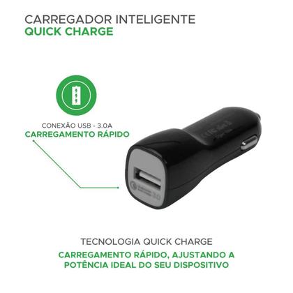 Imagem de Carregador Celular Smartphone Veicular Carro Turbo Fast Usb
