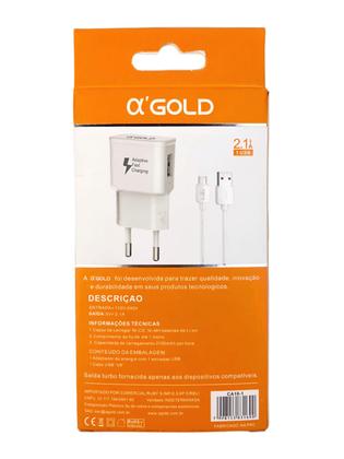 Imagem de Carregador Completo Micro USB V8 A'Gold Fonte Cabo 2.1A CA10-1