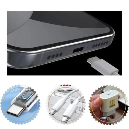 Imagem de Carregador Completo PD Compativel iPhone 15 16 Fonte 20w + Cabo Usb C Reforçado Trançado 1 Metro