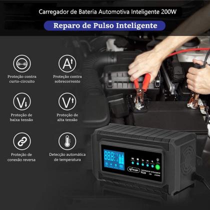 Imagem de Carregador De Bateria Automotiva Inteligente 200w 12v 24v - KNUP