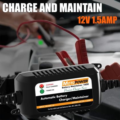 Imagem de Carregador de Bateria MOTOPOWER MP00206A 12V 1.5A para Carros