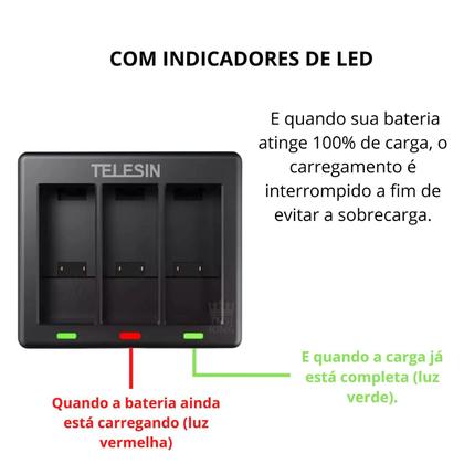 Imagem de carregador de bateria para câmera de ação 9 e 10