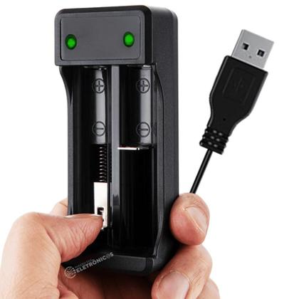 Imagem de Carregador de Baterias Duplo USB Para Lanternas Táticas, Com Corte Automático de Carga LEY2034