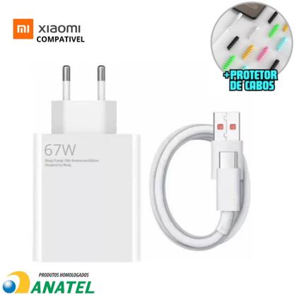 Imagem de Carregador De Carga Rápida Completo Compativel Xiaomi 67W Redmi Note 11 12 13 Poco F Mi Black Shark