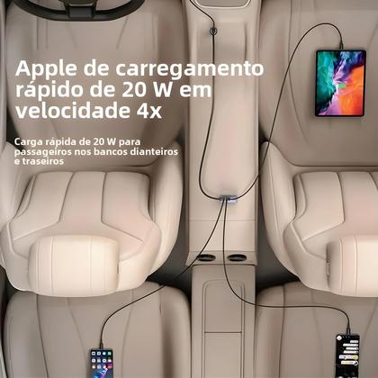 Imagem de Carregador de Carro 120W com 4 Portas - Carga Rápida QC 3.0 e PD 3.0 - USB Tipo C para iPhone 14
