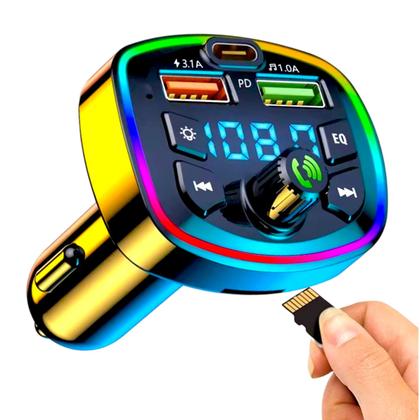 Imagem de Carregador de Carro Acendedor Transmissor Fm Radio USB Bluetooth