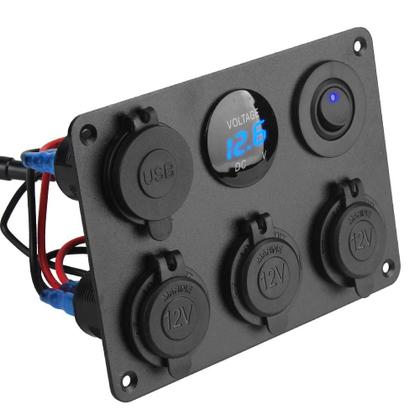 Imagem de Carregador De Carro Dual USB 12V Com Plugue De Acendedor De Cigarros, Voltmeter LED E Interruptor