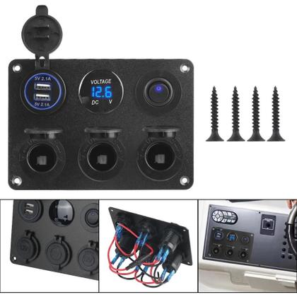 Imagem de Carregador De Carro Dual USB 12V Com Plugue De Acendedor De Cigarros, Voltmeter LED E Interruptor