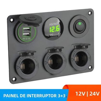 Imagem de Carregador De Carro Dual USB 12V Com Plugue De Acendedor De Cigarros, Voltmeter LED E Interruptor