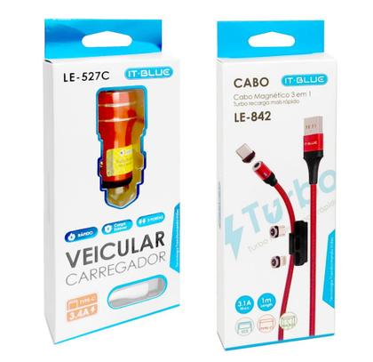 Imagem de Carregador de Carro Rápido Universal 3 em 1 magnético para Uber