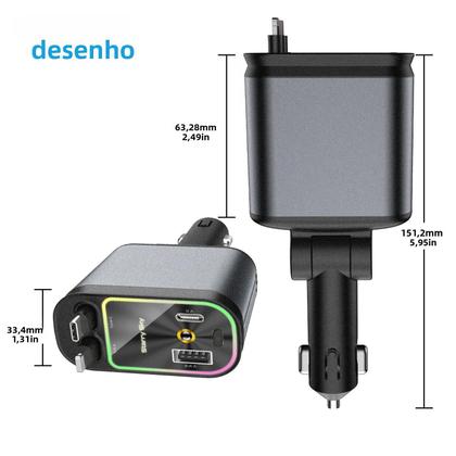 Imagem de Carregador De Carro Retrátil USB Tipo C 4 Em 1 Para IOS Android Adaptador Super Rápido Para