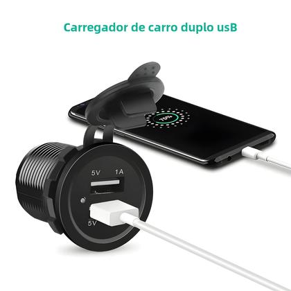 Imagem de Carregador de Carro USB Duplo 5V 3.1A - À Prova D'Água para Veículo e Barco