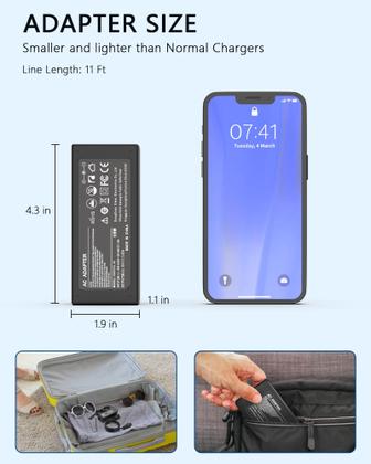 Imagem de Carregador de laptop 65W 45W, adaptador AC, cabo de alimentação para Acer Aspire