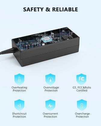 Imagem de Carregador de laptop 65W 45W, adaptador AC, cabo de alimentação para Acer Aspire