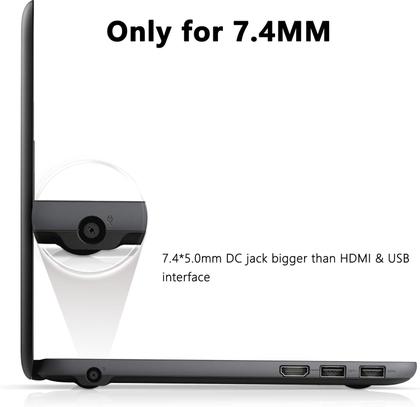 Imagem de Carregador de laptop, adaptador AC de 65 W e 7,4 mm, cabo de alimentação para Dell