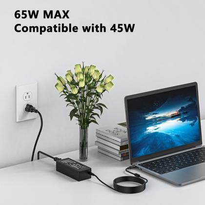 Imagem de Carregador de laptop, adaptador AC de 65 W e 7,4 mm, cabo de alimentação para Dell