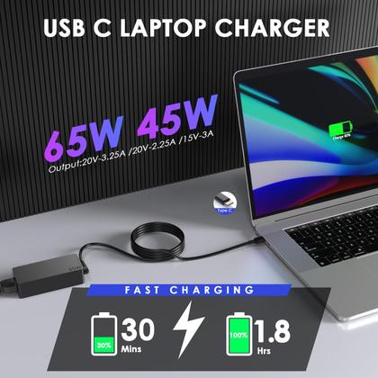 Imagem de Carregador de laptop USB C de 65 W para Lenovo Yoga 6 7 9 730 S730 S940