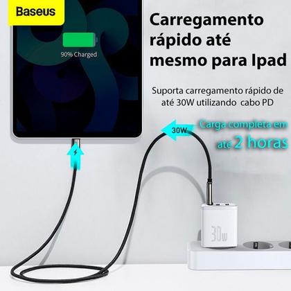 Imagem de Carregador de Parede Baseus Compact Turbo 30w Pd Tipo-C + 2 Usb
