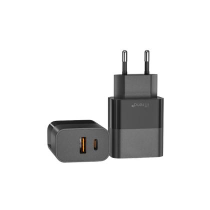 Imagem de Carregador De Parede ITREND USB-A + USB-C 25W Quick Charge 3.0 PD Carregamento Rápido Preto