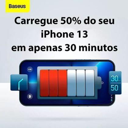 Imagem de Carregador de Parede Turbo Baseus 30W com 2 USB 1 TipoC e Cabo USBC para Lightning  Compacto e Potente