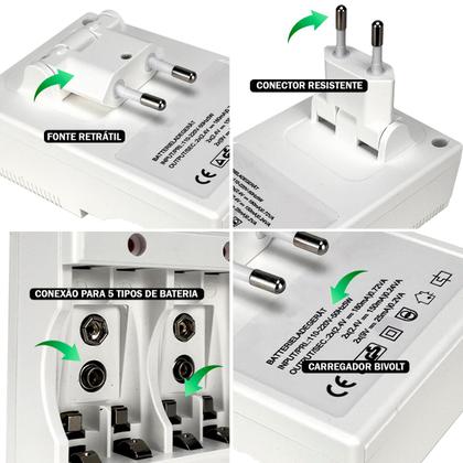 Imagem de Carregador de Pilha Kit com 4 Pilhas recarregaveis AA