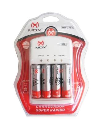 Imagem de Carregador de Pilhas AA/AAA/9v Rápido Com 4 Pilhas AA Recarregáveis 2600 mah Bivolt