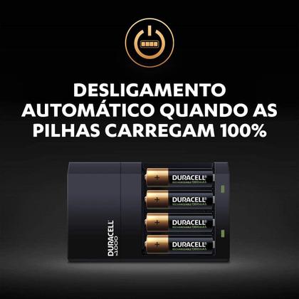 Imagem de Carregador de Pilhas AA e AAA Duracell - Com 4 Pilhas Rec AA