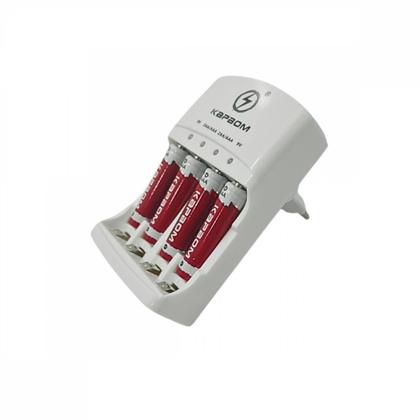 Imagem de Carregador de Pilhas com LED + 04 Pilhas AAA Recarregáveis - Kapbom