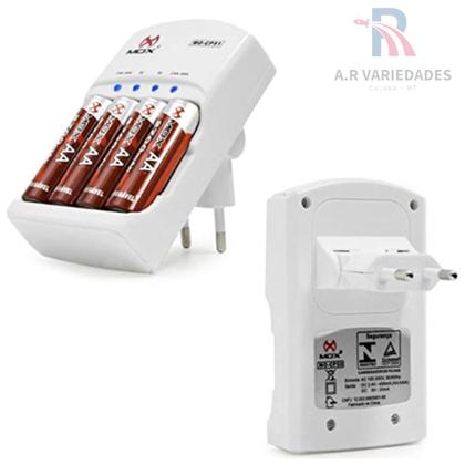 Imagem de Carregador De Pilhas E Pilhas Mox 4 pilhas palito excelentes