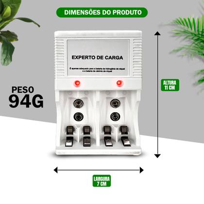 Imagem de Carregador De Pilhas Kit Com 8 Pilhas Recarregavel Aa