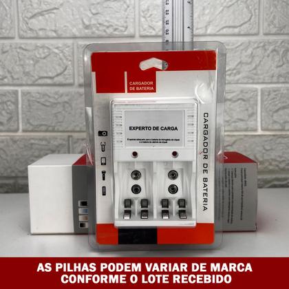 Imagem de Carregador De Pilhas Kit Com 8 Pilhas Recarregavel Aa