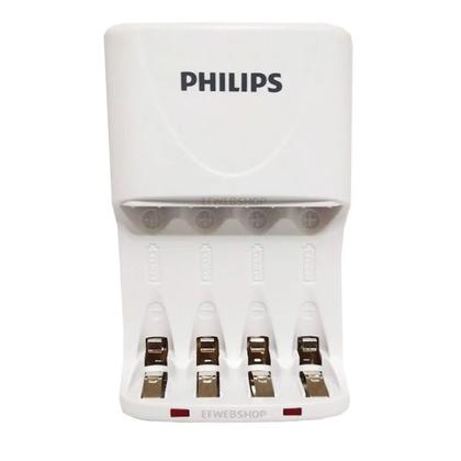Imagem de Carregador de Pilhas Philips com 4 Pilhas Aa Recarregáveis 2450 mAh SCB2445NB Bivolt Branco