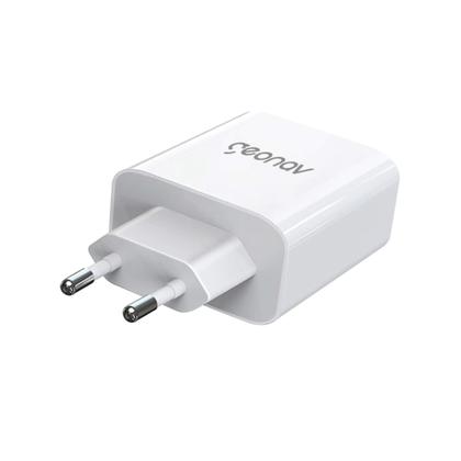 Imagem de Carregador de Tomada Turbo 48W Super Power Duo Branco Entrada USB- A e Tipo C - Geonav CH48PDQCWT