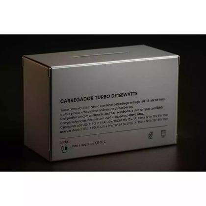 Imagem de CARREGADOR DUO 168 WATTS TIPO C, 16x Mais rapido que os outros carregadores E compativel com todos Aparelhos
