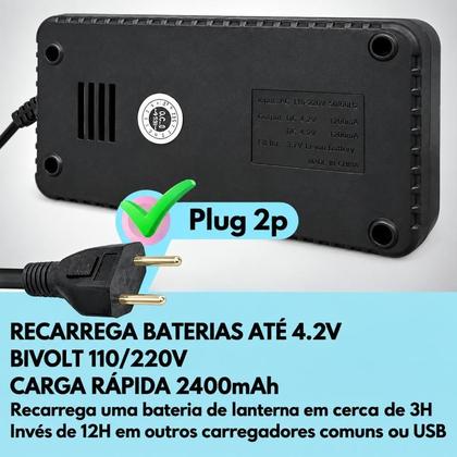 Imagem de Carregador Duplo + 2 Bateria Recarregável 26650 3.7v 16800mah