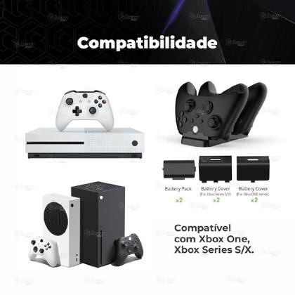 Imagem de Carregador Duplo Compatível com Controle Manete Console Xbox One Series S/X + 2 Baterias Recarregáveis 