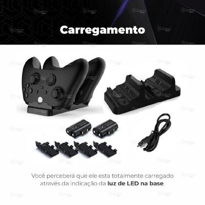 Imagem de Carregador Duplo Compatível com Controle Manete Console Xbox One Series S/X + 2 Baterias Recarregáveis 