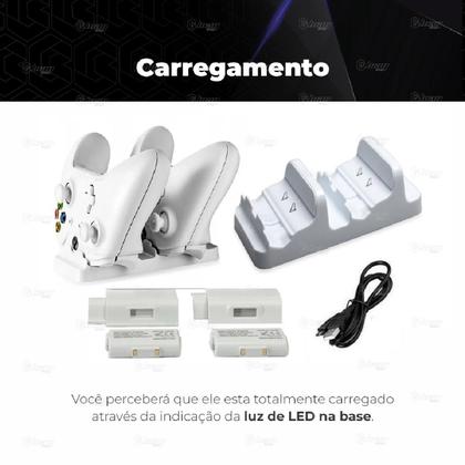 Imagem de Carregador Duplo Compatível com Controle Manete Console Xbox One Series S/X + 2 Baterias Recarregáveis 