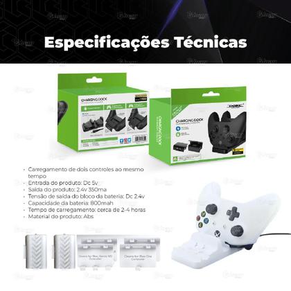 Imagem de Carregador Duplo Compatível com Controle Manete Console Xbox One Series S/X + 2 Baterias Recarregáveis 