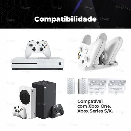 Imagem de Carregador Duplo Compatível com Controle Manete Console Xbox One Series S/X + 2 Baterias Recarregáveis 