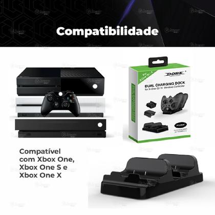 Imagem de Carregador Duplo Compatível com Controle Xbox One Base Dock + 2 Baterias Recarregáveis + Cabo Usb