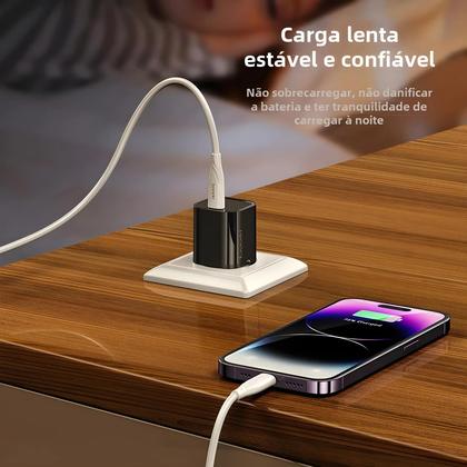 Imagem de Carregador GaN 20W com USB-C PD e QC 3.0 - Carga Rápida para iPhone e iPad