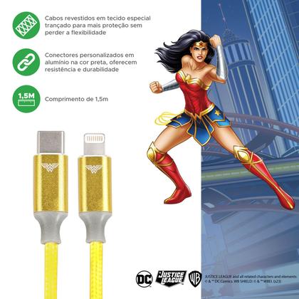 Imagem de Carregador Gan Flash Cabo Usb C X Lightning Mulher Maravilha